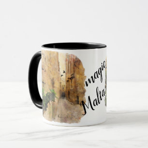 Mediaeval Narrow Street Old Buildings Watercolor Mug