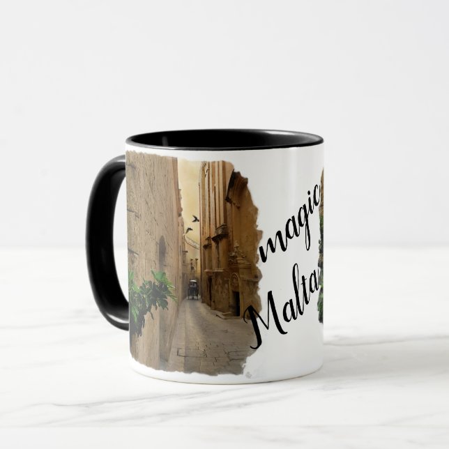 Mediaeval Narrow Street Tall Buildings And Coach Mug (Front Left)