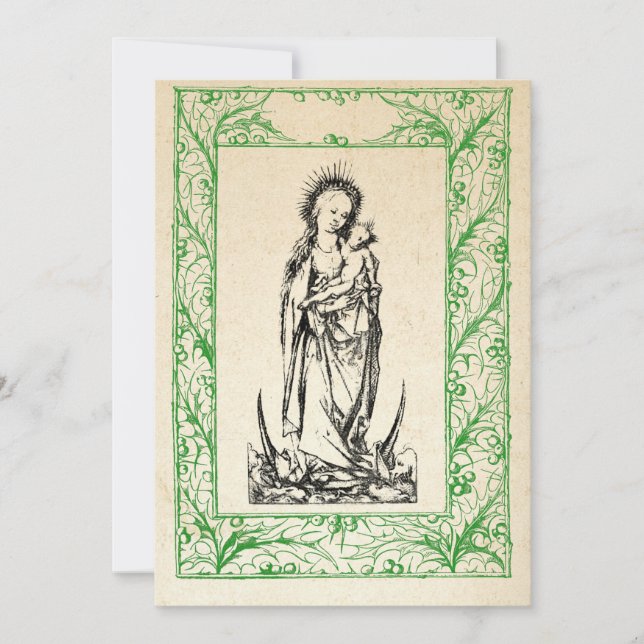 Mediaeval Nativity Mary and Jesus Holy Border Holi Holiday Card (Front)