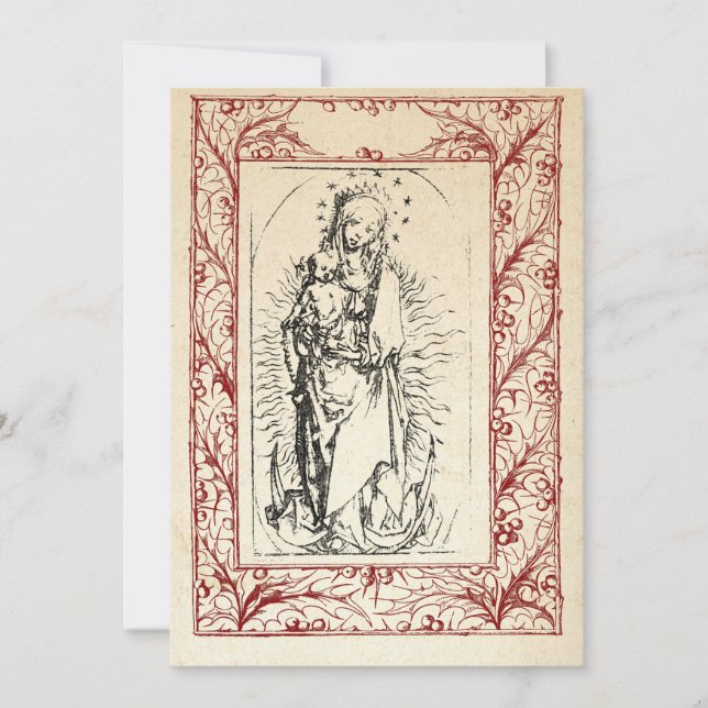 Mediaeval Nativity Mary and Jesus Holy Border Holi Holiday Card (Front)