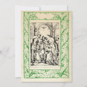 Mediaeval Nativity Mary and Jesus Holy Border Holiday Card