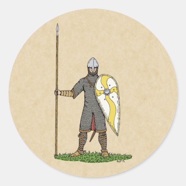 Mediaeval Norman Knight Circa 1066 Classic Round Sticker (Front)