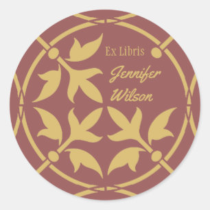 Mediaeval ornament Bookplate Ex Libris CC0086 Classic Round Sticker