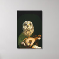Mediaeval Owl Plays the Lute - Anthropomorphic Art