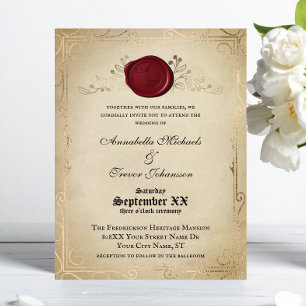 Mediaeval Parchment and Wax Seal Fairytale Wedding Invitation