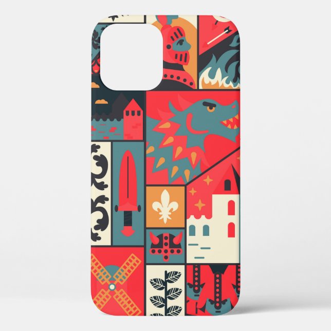 Mediaeval pattern seamless design. Decoration text Case-Mate iPhone Case (Back)