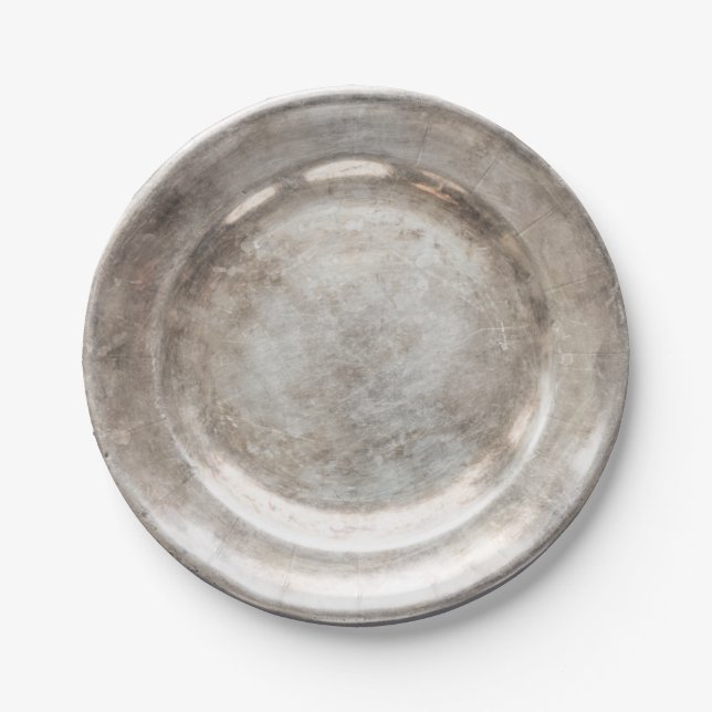 Mediaeval Pewter Metal Print Paper Plate (Front)