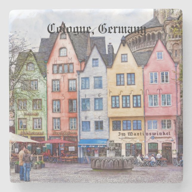 Mediaeval Plaza Cologne Germany Stone Coaster (Front)