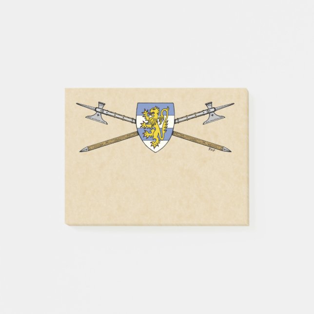 Mediaeval Poleaxes and Shield Post-it Notes (Front)