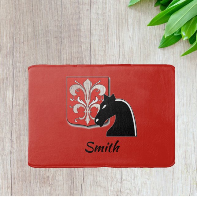 Mediaeval Red and Black Knight and Shield  Bath Mat (Creator Uploaded)