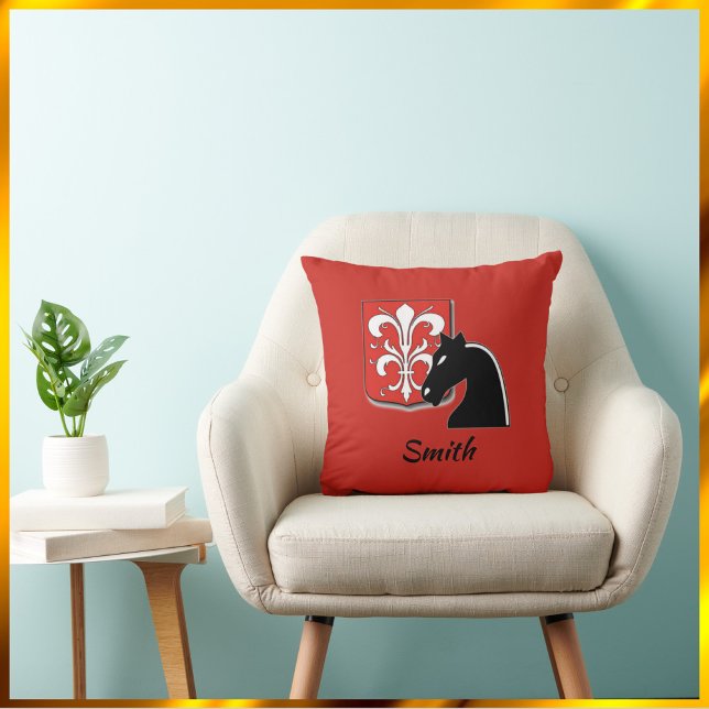Mediaeval Red and Black Knight and Shield  Cushion (Creator Uploaded)