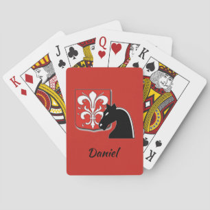 Mediaeval Red and Black Knight and Shield  Playing Cards