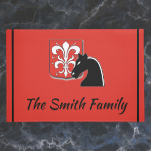 Mediaeval Red and Black Knight Family Doormat