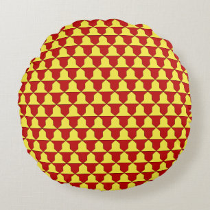 Mediaeval Red Yellow Ferrer Derby Heraldic Pattern Round Cushion