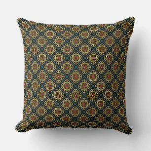 Mediaeval Red Yellow Flower Lilies Vintage Pattern Cushion