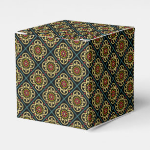 Mediaeval Red Yellow Flower Lilies Vintage Pattern Favour Box