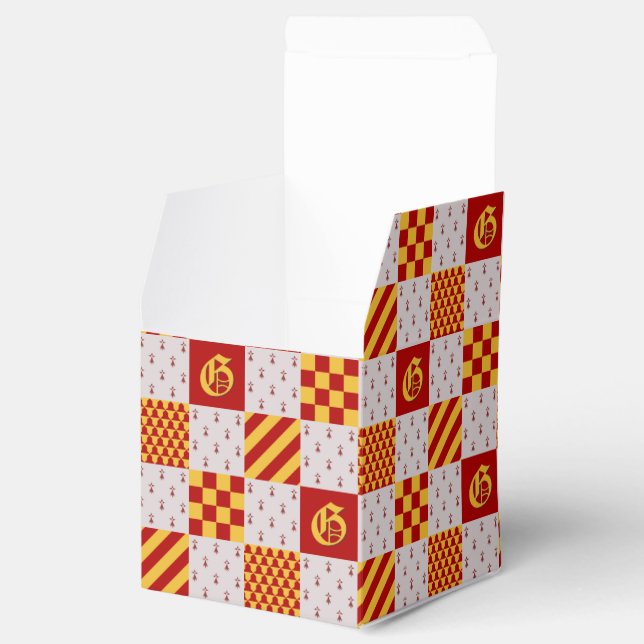 Mediaeval Red Yellow Magical Fantasy Heraldic Favour Box (Opened)