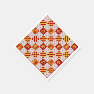 Mediaeval Red Yellow Vair Ermine Heraldic Pattern  Napkin