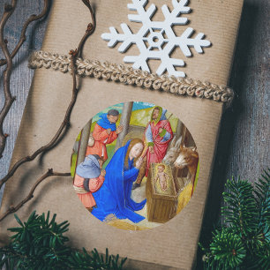 Mediaeval Religious Christian Christmas Nativity Classic Round Sticker