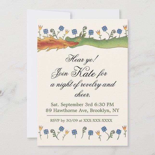 Mediaeval Ren Faire  dragon Invitation (Front)