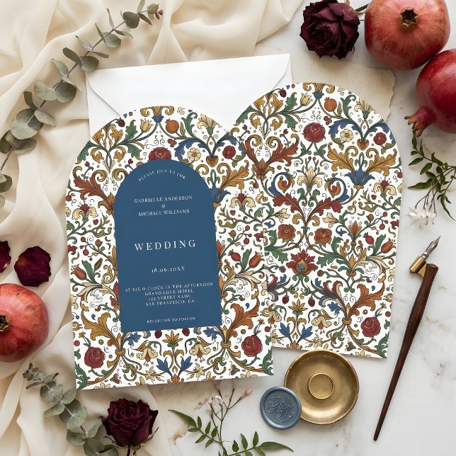 Mediaeval Renaissance Arch Floral Pattern Wedding  Invitation (Creator Uploaded)