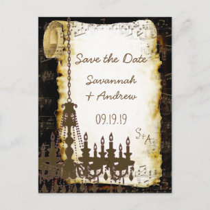 Mediaeval Renaissance Chandelier Save the Date Announcement Postcard