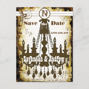 Mediaeval Renaissance Chandelier Save the Date Announcement Postcard