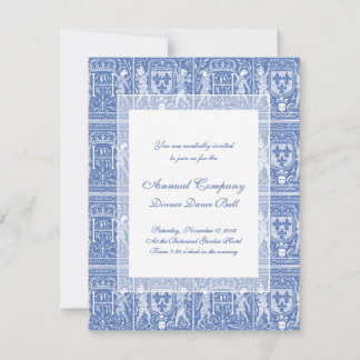 Mediaeval Renaissance Elegant Blue and White Invitation