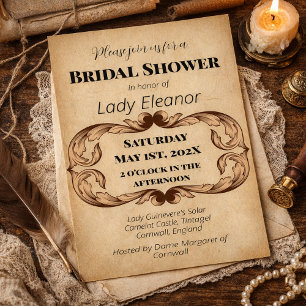 Mediaeval Renaissance Faux Parchment Bridal Shower Invitation