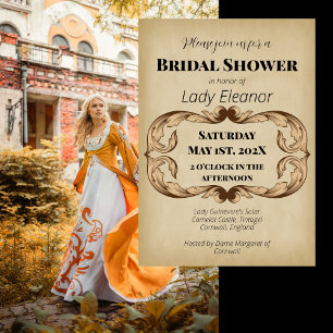 Mediaeval Renaissance Faux Parchment Bridal Shower Invitation