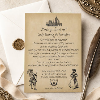 Mediaeval Renaissance Faux Parchment Wedding Invitation