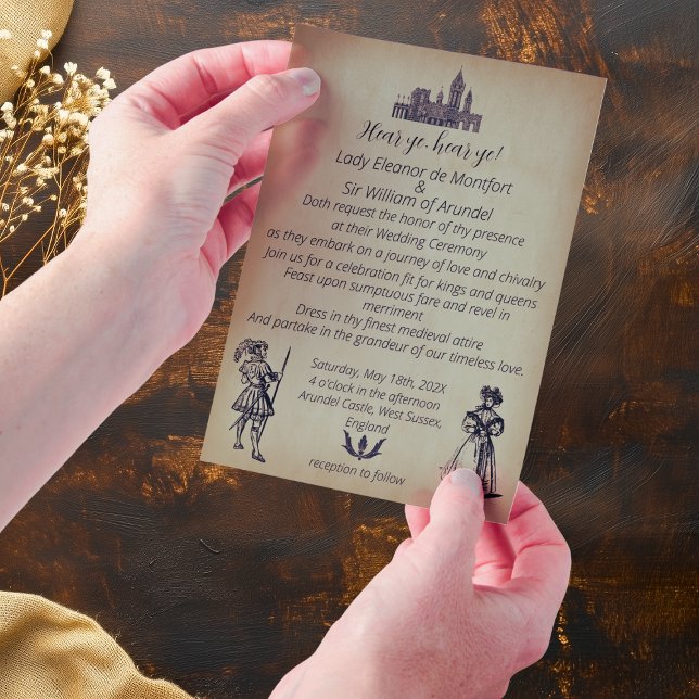 Mediaeval Renaissance Faux Parchment Wedding Vellum Invitations (Medieval Renaissance Faux Parchment Wedding Vellum Invitations)