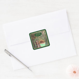 Mediaeval Renaissance Floral and Sword Gold  Square Sticker