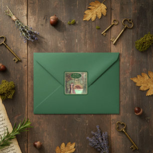 Mediaeval Renaissance Floral and Sword Gold  Square Sticker