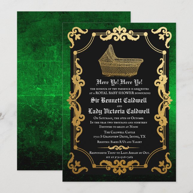 Mediaeval Renaissance Goth Baby Shower Invitation (Front/Back)