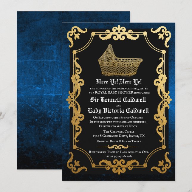 Mediaeval Renaissance Goth Baby Shower Invitation (Front/Back)