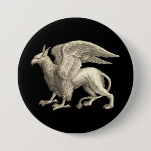 Mediaeval Renaissance Griffin 7.5 Cm Round Badge