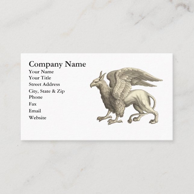 Mediaeval Renaissance Griffin Business Card (Front)