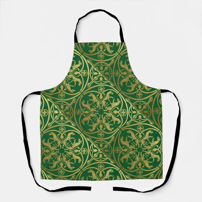 Mediaeval Renaissance Herald Lion Leopard Metallic Apron (Front)