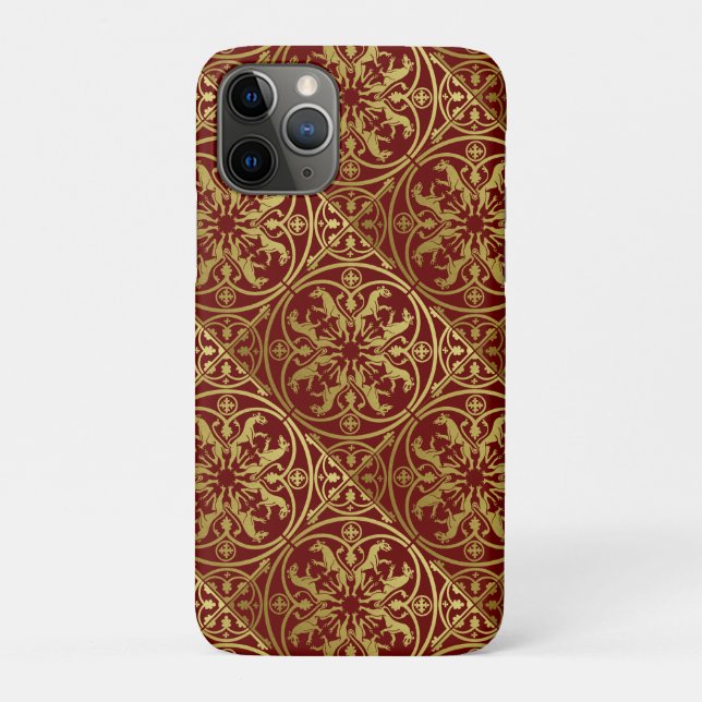 Mediaeval Renaissance Herald Lion Leopard Metallic Case-Mate iPhone Case (Back)