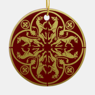 Mediaeval Renaissance Herald Lion Leopard Metallic Ceramic Tree Decoration