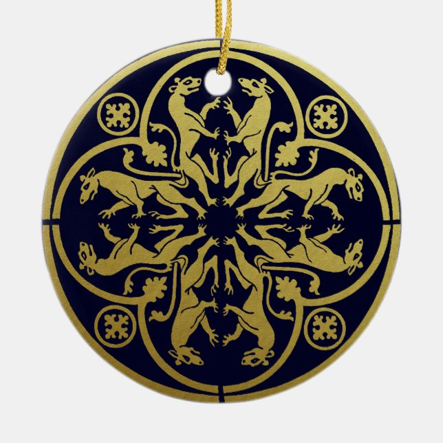 Mediaeval Renaissance Herald Lion Leopard Metallic Ceramic Tree Decoration (Front)