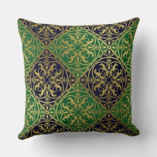 Mediaeval Renaissance Herald Lion Leopard Metallic Cushion