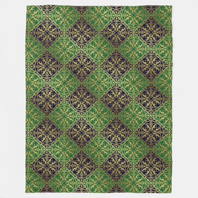 Mediaeval Renaissance Herald Lion Leopard Metallic Fleece Blanket (Front)