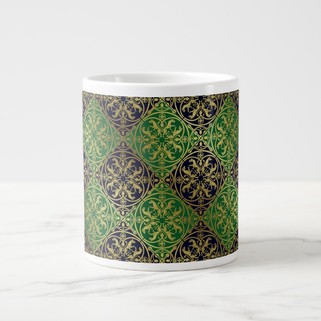 Mediaeval Renaissance Herald Lion Leopard Metallic Large Coffee Mug (Front)