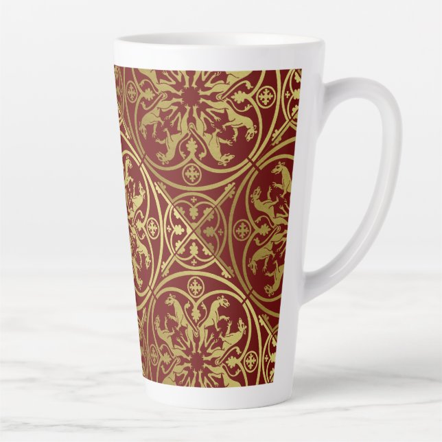 Mediaeval Renaissance Herald Lion Leopard Metallic Latte Mug (Right)