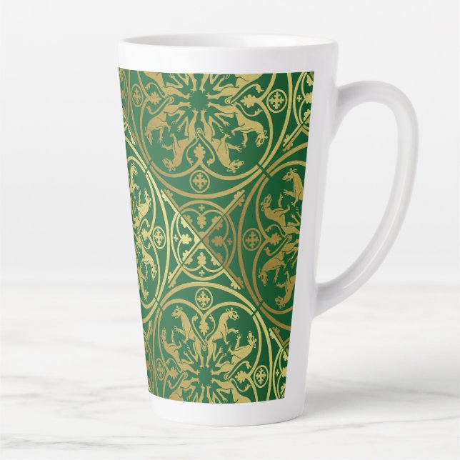 Mediaeval Renaissance Herald Lion Leopard Metallic Latte Mug (Right)