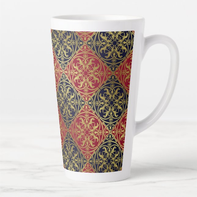 Mediaeval Renaissance Herald Lion Leopard Metallic Latte Mug (Right)