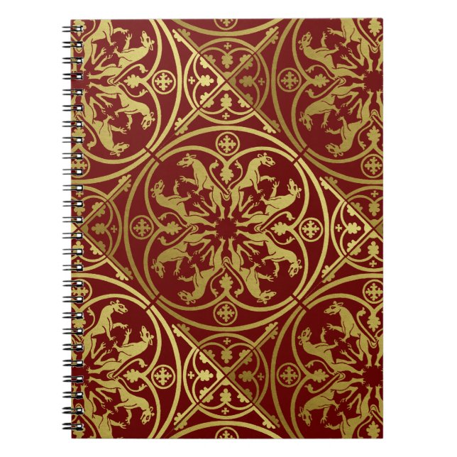 Mediaeval Renaissance Herald Lion Leopard Metallic Notebook (Front)