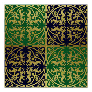 Mediaeval Renaissance Herald Lion Leopard Metallic Poster